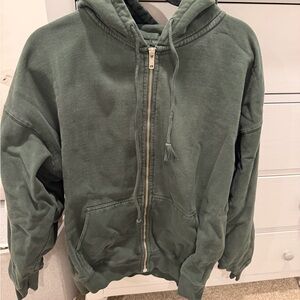 Olive Green & Light Blue Full-Zip Hooded Sweatshirts